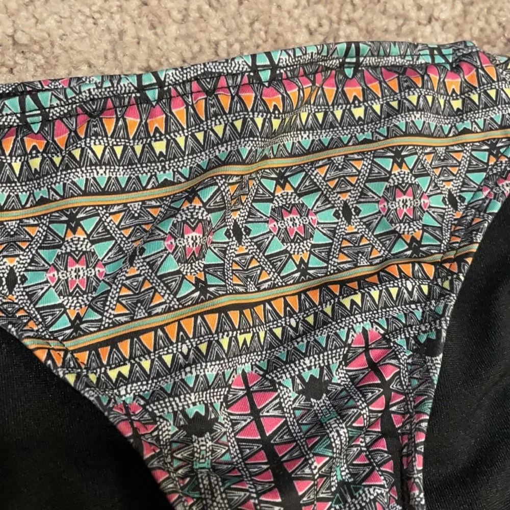 O'Neill Multicolor Tribal Print Triangle Bikini - Teal, Pink, Black